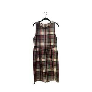 Vintage Pendleton Wool Plaid Dress Size 6 Red Tartan Sleeveless Back Button USA